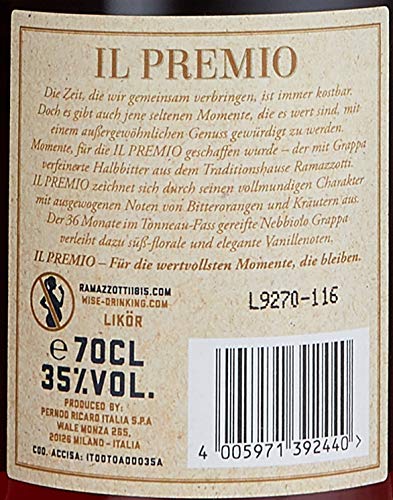 Ramazzotti IL PREMIO – Italienischer Blend aus Grappa und Amaro – Kräuterlikör für einen vollmundigen und ausgewogenen Geschmack – 1 x 0,7 l – Bild 5
