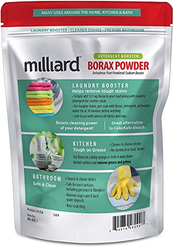 Milliard Borax Powder Laundry Booster, Pure Natural Multipurpose Cleaner and Detergent, 1 lb - Unscented