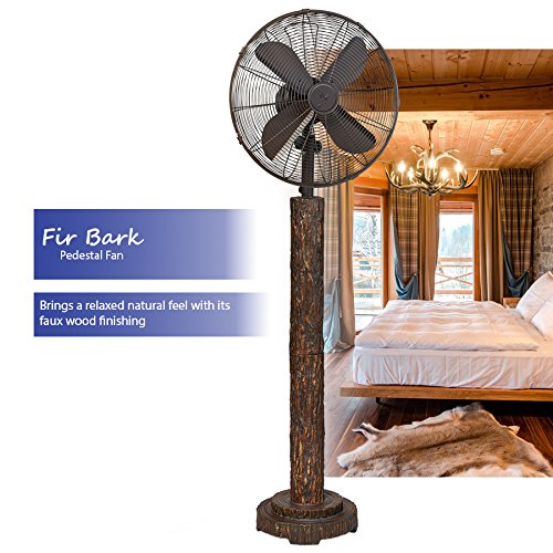 DecoBREEZE Pedestal Fan 3 Speed Oscillating Fan, 16 In, Fir Bark