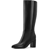 Shoe'N Tale Knee High Boots for Women Chunky Block Heel Fall Winter Pointed Toe Boots