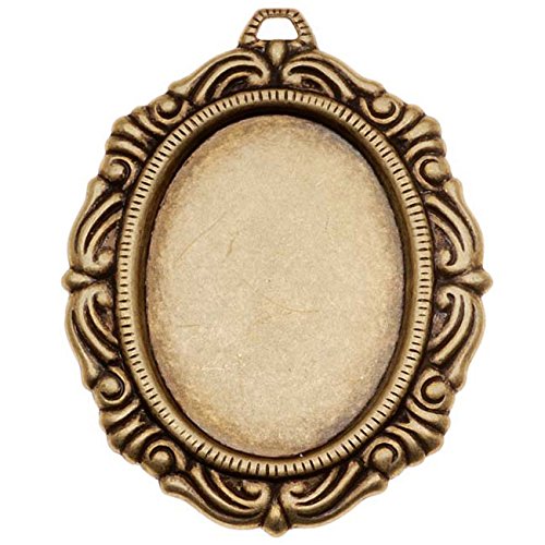 Antiqued Brass Plated Bezel Pendant Stamping 18x25mm (4)