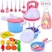 Auney 28Pcs Kids Kitchen Pretend Play Accessories Toys, Cooking Set, Pots and Pans, Cookware Playset, Healthy Cutting Vegetables, Knife, Utensils, Learning Toys for Girls, Boys, Toddlers