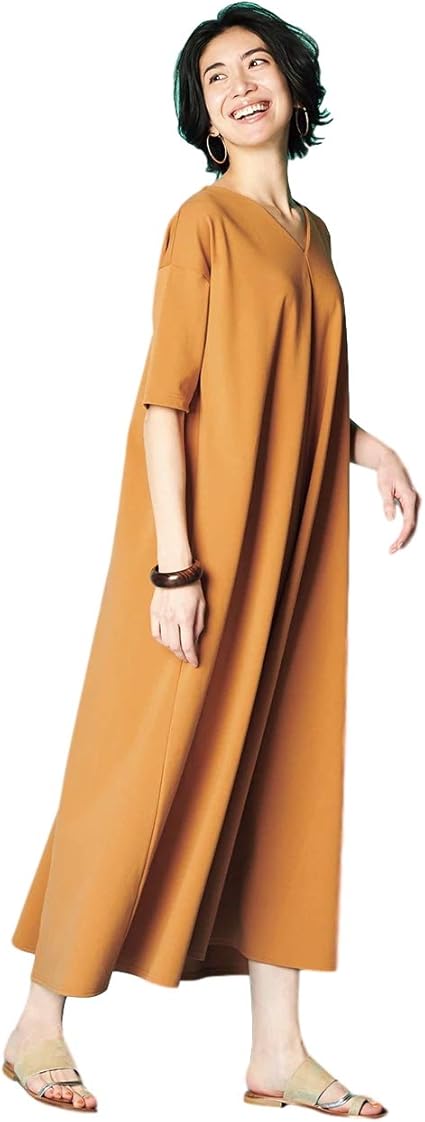 Amazon ドゥクラッセ コットン混ポンチ フレアワンピース ワンピース チュニック 通販