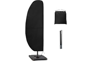 Easy-Going Patio Umbrella Cover Outdoor Offset Umbrella Cover Waterproof Cantilever Parasol Cover for 7.5ft to 11.5ft Banana Frame Umbrella, Black