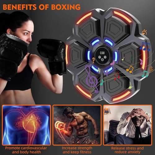 snawowo Music Boxing Machine Adulte - 9 Modes de 9 Vitesse Boxe Mural Musique avec Gants de Boxe - Comptage Intelligent et Bluetooth Musicboxing pour Entraînement à la Maison