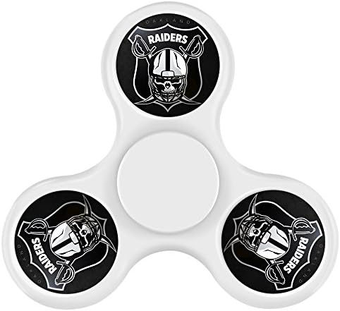 ELA DIA Tri-Hands Fidget Spinner Toy, Perfect for ADHD EDC ADD, Controlling Force, Fashion Design and Images(Oakland Raiders Logo - White)