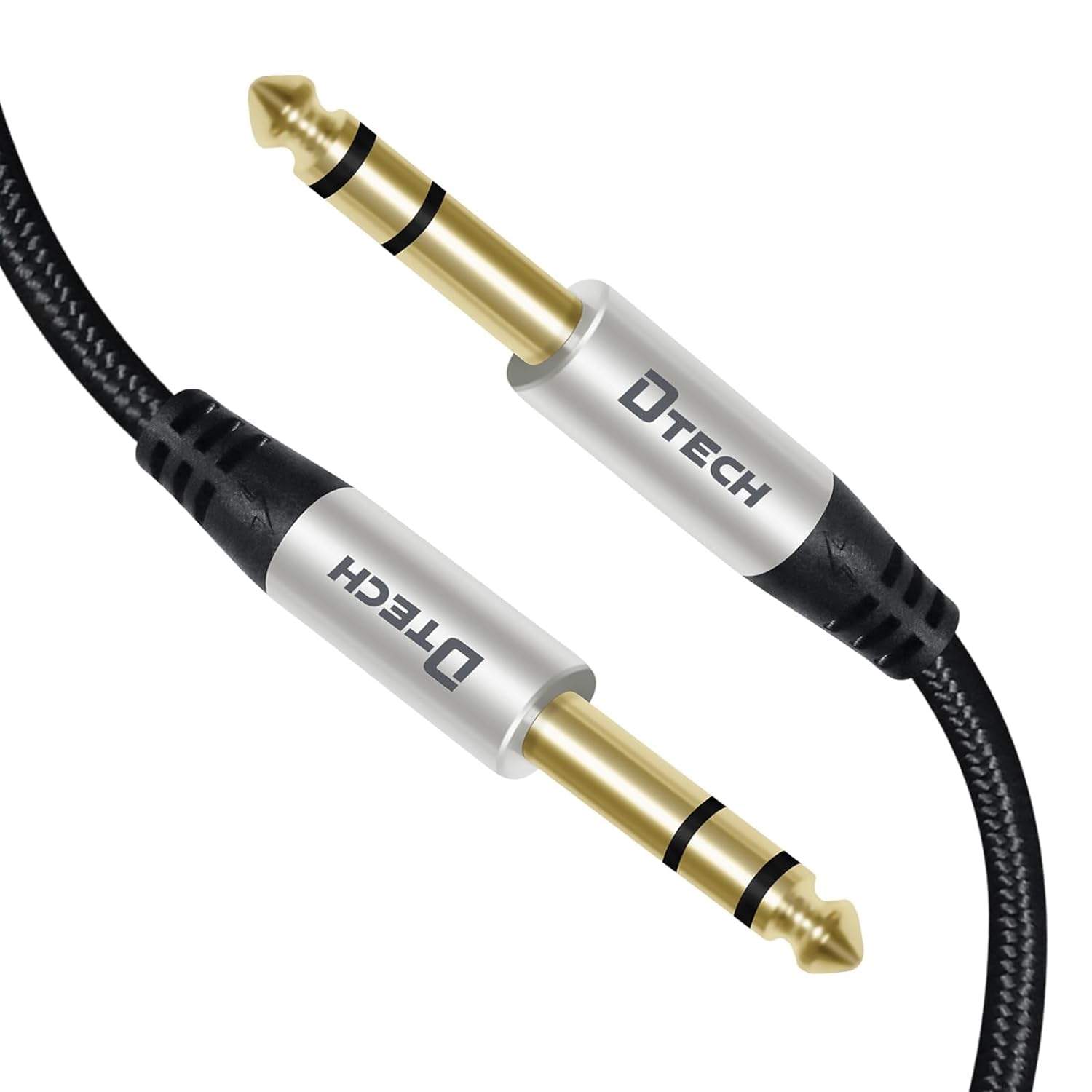 DTECH Electric Guitar Cable TRS 1/4 Instrument Cord Aux Balanced Stereo Jack Quarter Inch 6.35mm for Speakers Amplifier Bass AMP Studio Audio Monitor Mixer (1.0M)