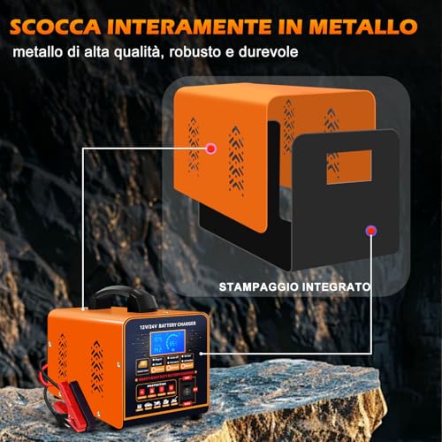 SolaMr 12V/24V Car Battery Charger, 0-20A Motorcycle Battery Maintainer, Intelligent Automatic Charger with Repair, Winter Mode, for AGM Car, Truck, Motorcycle