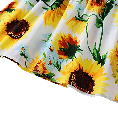 Chinatera Little Girls Sunflower Tutu Dress Toddler Girl One Piece Sleeveless Beachwear Outfit for Summer (1-2T)