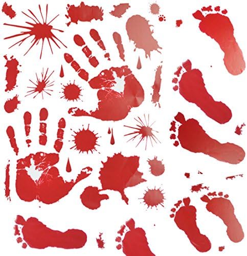 2 pcs Bloody Handprint Clings Halloween Trick Or Treat Party Decorating Wall Decorating Kit by Monkystore