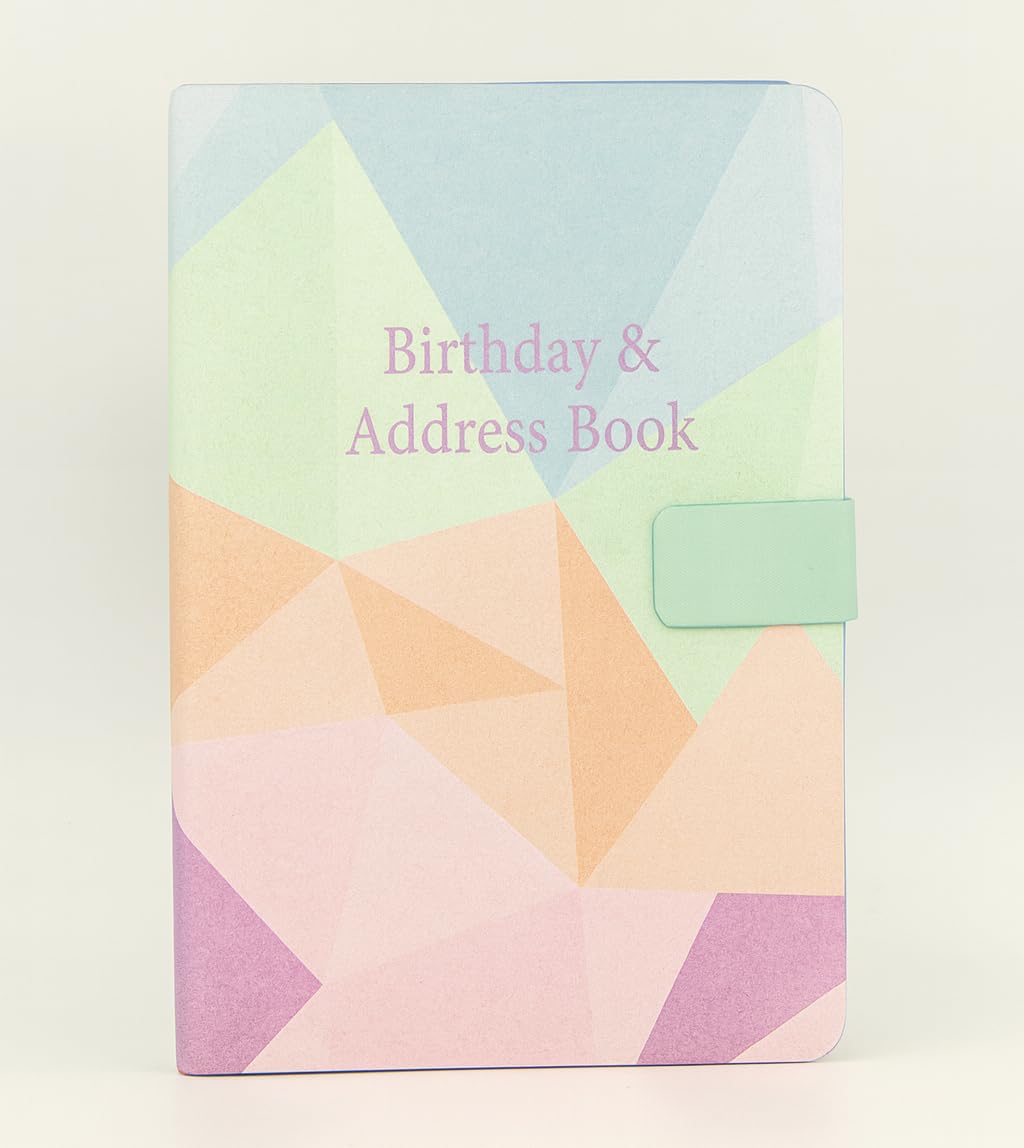 Sixstore Telephone Address & Birthday Book A-Z Index Beautiful Fabric Vintage Style Cover A5 Size Soft Padded Cover Address & Birthday Book with Magnetic Lock, Geometric