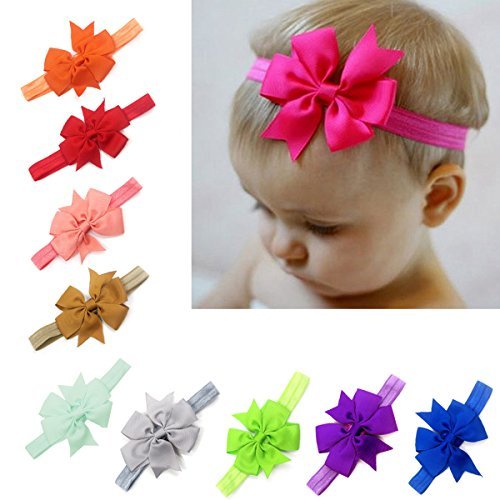 Naisidier 20Pcs Baby Girl Headbands Newborn Toddlers Headwear, Gorgeous Ribbon Boutique Hair Bow, Color Random