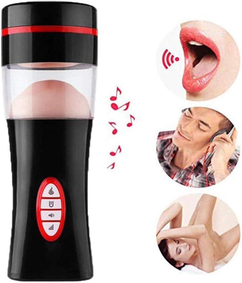 WJKBDB 3D Realistic Voice 2 In1 Intelligent Airbag Pǐston Automatic Heating Hánds-Free Male Sǖction Cup Sùcking Mouth Tongue Dēep Thróat