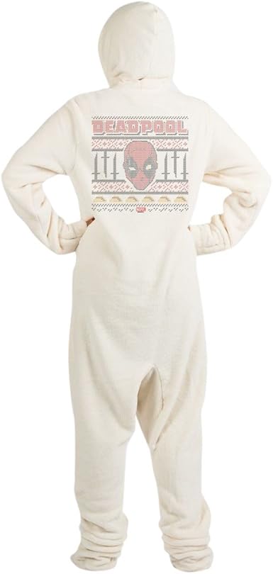 Amazon Com Cafepress Deadpool Holiday Novelty Footed Pajamas Funny Adult One Piece Pj Sleepwear Creme Clothing