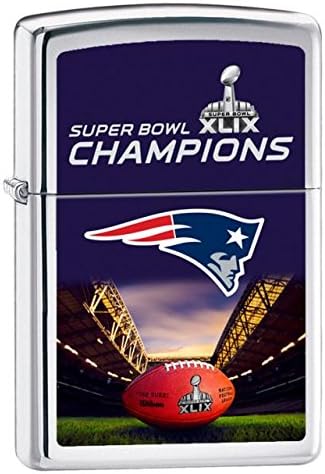 Nfl Super Bowl Xlix Champions New England Patriots Zippo Lighter One Size Silver Blue Amazon Co Uk Sports Outdoors