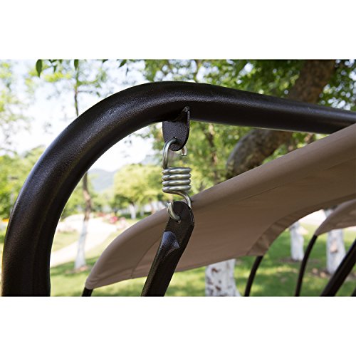 SunLife Converting Cushion Covered Patio Porch Glider Swing with Steel Frame Loveseats for 2 People