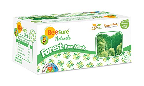 BeeSure BE2440case Naturals Face Masks, Forest Green (Pack of 400)