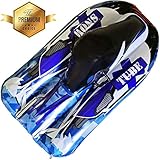 Wleopard Snow Sled Tube Air Tube 32 X 45 inches Winter Inflatable Round with Big Grab Handles- Heavy Duty with Rapid Valves (Motorbike - Snow sled)