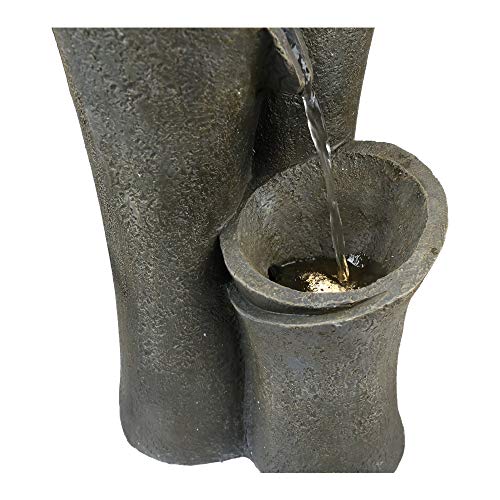 xpiyaer Modern Sphere Patio Floor Fountain 24", Faux Stone Indoor Outdoor Zen Floor Water Fountain with LED Lights for Home Garden,Patio Decor