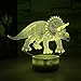 Dinosaur Illusion Night Light for Kids Birthday Gifts Optical Desk Lamp Table Touch Nursery Triceratops Walking Animals Party Western Children Room Decor 7 color Changing USB Crackle New Year Noew You