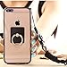 Anti-Drop Protection Shell Case with Adjustable Detachable Neck Lanyard Hanging Neck Strap Lanyard and Ring Holder for iPhone (Black for iPhone 7 Plus)