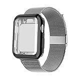 YC YANCH Compatible with Apple Watch Band 44mm with Case, Stainless Steel Mesh Loop Band with Apple Watch Screen Protector Compatible with iWatch Apple Watch Series 1/2/3/4/5 (44mm Space Grey)