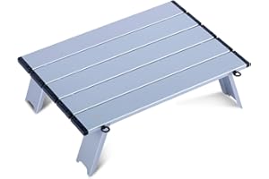 iClimb Ultralight Compact Mini Beach Picnic Folding Alu. Table with Carry Bag, Two Size (Silver - S)
