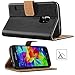 HOOMIL Samsung Galaxy S5 Case, Samsung Galaxy S5 Wallet Case Premium Leather Folio Case, Flip Book Style Wallet Cover with TPU Shockproof, Stand, Card Slots and Cash Pocket for Samsung Galaxy S5 Black
