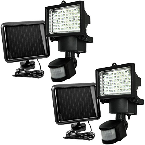 2 PACK 60 LEDs Outdoor Garden Solar Motion Sensor Security Flood Light Spot Lamp