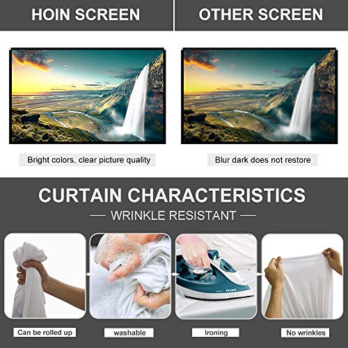 Projector Screen with Stand 80 inch Portable Projection Screen 16:9 4K HD Rear Front Projections Movies Screen with Carry Bag for Indoor Outdoor Home Theater Backyard Cinema Trave ... - Thumbnail 2