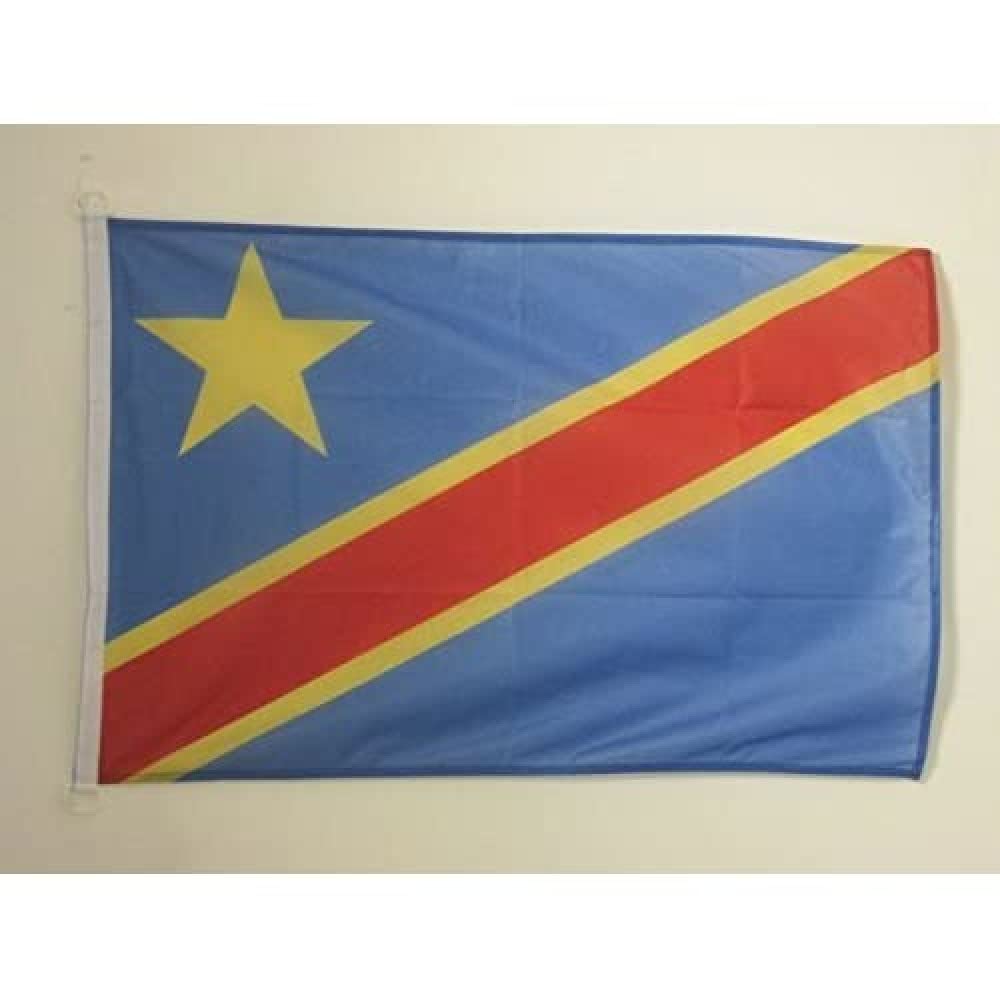 AZ FLAG - Democratic Republic of the Congo Flag - 3x5 Ft - For Outdoor - Congolese Banner Knitted Polyester with Two Plastic Rings - Fade Resistant - Vivid Colors - 3' x 5' Feet - 150x90 Cm