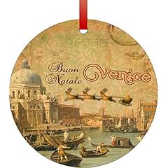 Vintage Santa and Sleigh Riding Over Venice