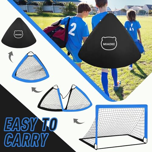 MIAOKE 1/2 Pcs Portable Soccer Goal of 4X3 FT for Backyard, Portable Football Goal Training Equipment with Football Cones, Carry Bag, Practice Net for All Ages Games, Sports