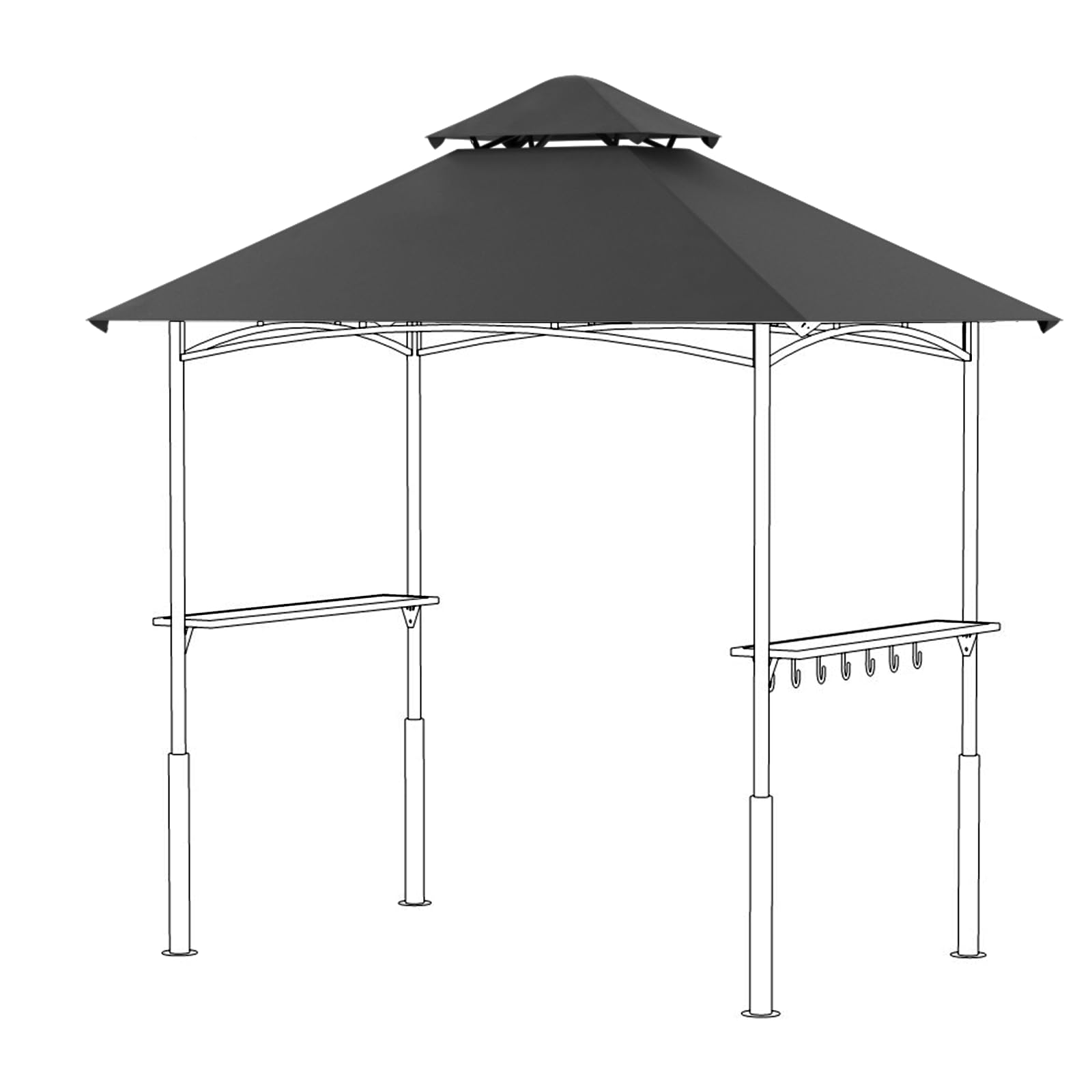 Photo 1 of FUNG YARD 8 x 5 FEET Waterproof Grill Gazebo Canopy Replacement - Ultimate Sun Protection Double Tiered Outdoor BBQ Gazebo Top Cover for Pergola or Roof (Black)