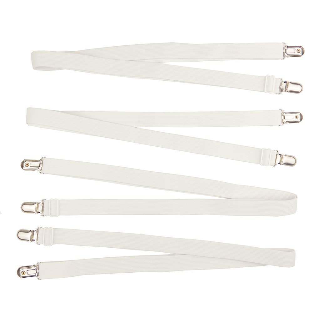 Toweter Fastener, 2 Set - Adjustable Under Mattress Bed Straps (White, 29' to 82', Fits Oversized Mattresses, For Hide-a-Beds, Baby Cribs etc.)