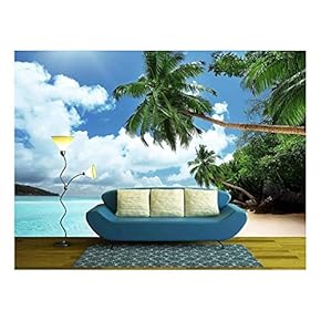 Beach on Mahe Island in Seychelles - Removable Wall Mural | Self-Adhesive Large Wallpaper - 66x96 inches