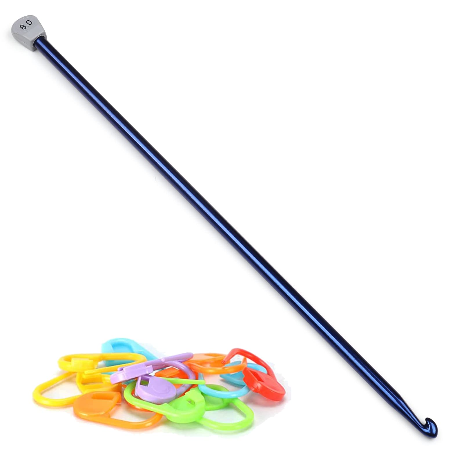 Aeelike 8mm Tunisian Crochet Hook, 35cm Extra Long Crochet Hook for Tunisian UK, Metal Aluminium Tunisian Afghan Crochet Hook Knitting Needles for Beginners and Large Tunisian Crochet Scarf Project