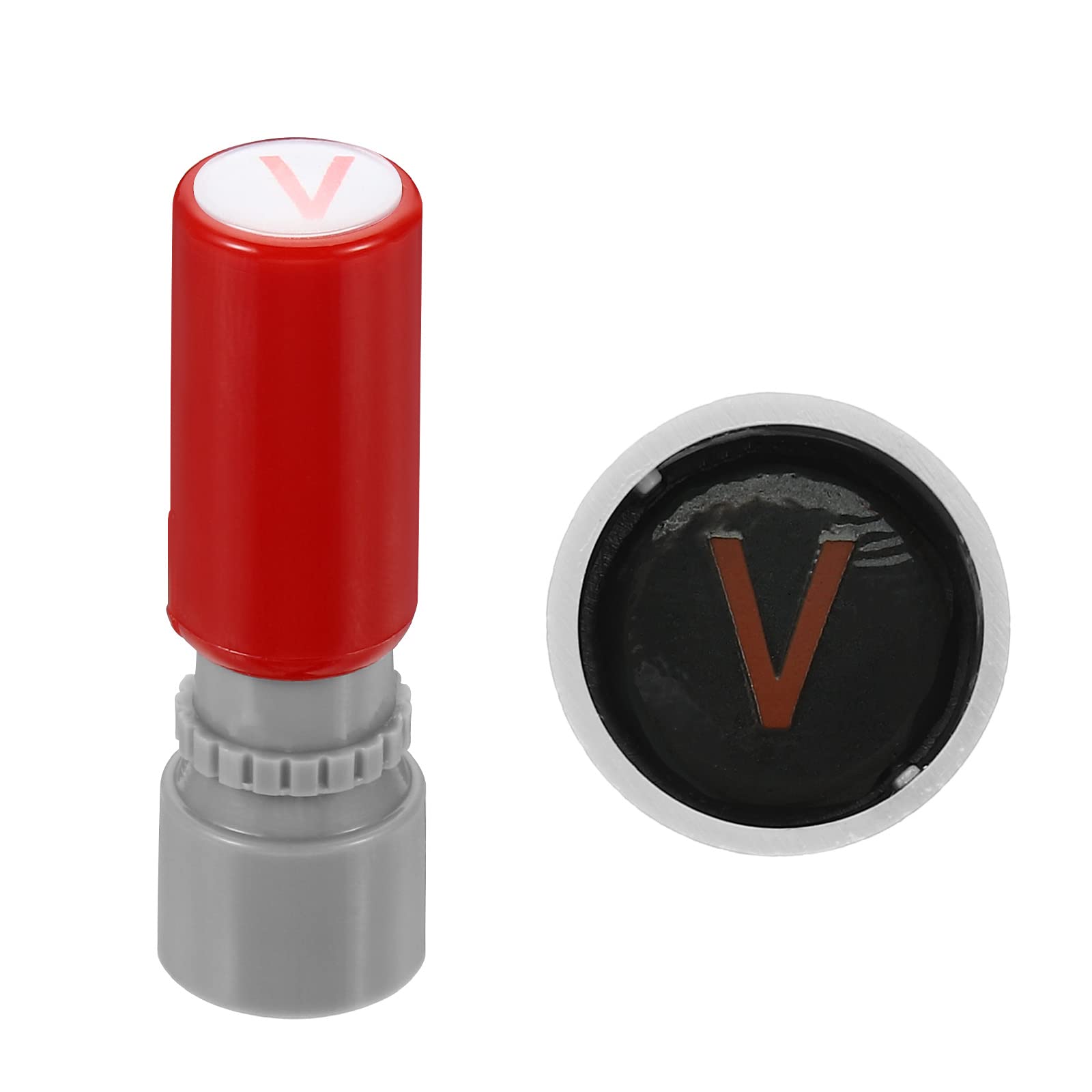 PATIKIL 7mm Letter Stamps, Character Alphabet V Plastic Ink Stamp Self Inking for Classroom Scrapbooking, Red