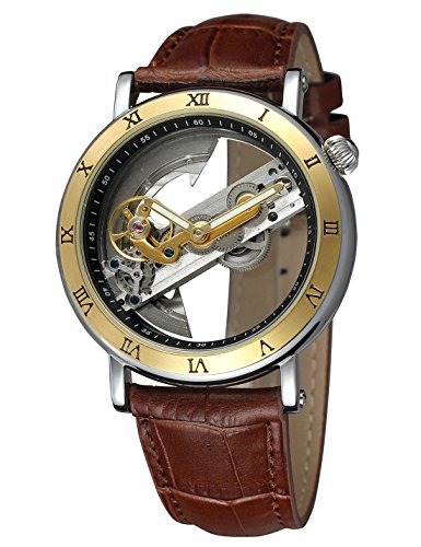 Shaarms automatic wristwatch transparent dial mechanica…