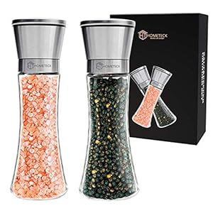 HomeTeck Pepermolen En Zoutmolen, Kruidenmolen Set Van 2 Gemaakt Van Hoogwaardig Roestvrij Staal, Peper- En Zoutmolen…