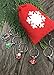 Christmas Holiday Wine Glass Charms, Hand Painted - Set of 8 with Sateen Storage Bag by Cork & Leaf
