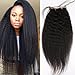 Meodi Hair Brazilian Human Hair Italian Coarse Yaki Lace Closure Kinky Straight Bleached Knots with Baby Hair Natural Color Can be Dyed (8inch free part)