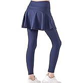 zqajuxg 2 in 1 Girls Leggings with Skirt High Waisted Tennis Athletic Flowy Skirted Legging with Pockets for Kid