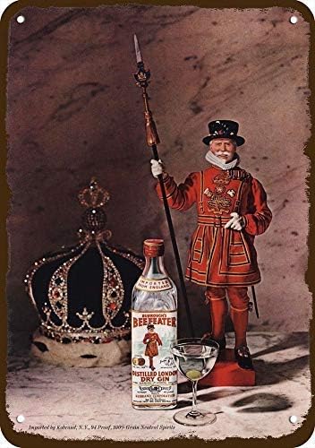 Metal Sign 8x12 Inches 1964 BURROUGH'S Beefeater London Dry Gin Vintage-Look Replica Metal Sign
