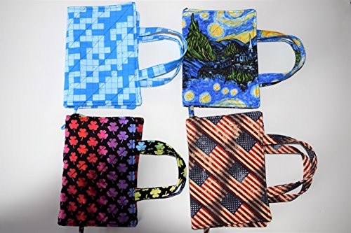 Quilted Paperback Romance,Small Standard Book 6.55" x 4" x 1.5" Cover with Carry Strap Handles and Attached Bookmark,Crossword Puzzle,Birds,Cardinals,Bicycle,Cats - Thumbnail 2