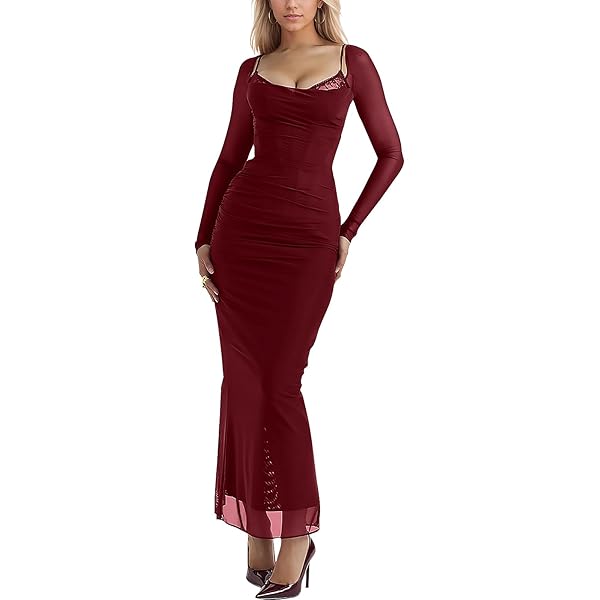 Amazon.com: Womens Sexy Backless Satin Maxi Long Sleeve Dresses Floral  Print Dresses Slim Fit Elegant Long Dresses Night Party Outfits: Clothing,  Shoes & Jewelry