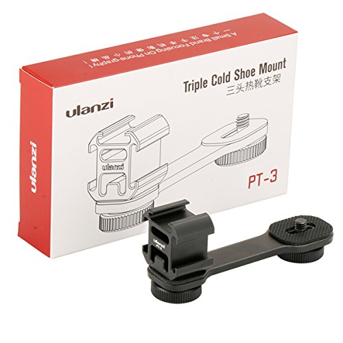 Triple Cold Shoe Mount Gimbal Extension Bracket, Universal Mic Stand and Light Mount Plate Adapter for Zhiyun Smooth 4/Smooth Q/DJI OSMO Mobile 2/Feiyu Vimble 2 Gimbal Stabilizer Accessories
