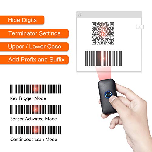 Tera Smallest Barcode Scanner Wireless and Wired 1D 2D QR Digital