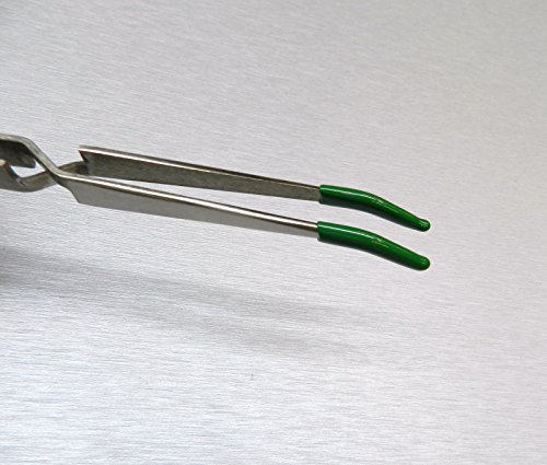 CROSS LOCK TWEEZERS BENT NOSE PVC RUBBER TIP CROSS LOCKING SELF CLOSING 6-1/2" (E 2)