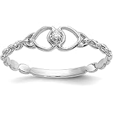 JewelryWeb 14k White Gold Polished Prong set Diamond Love Heart ring Size 6 Statement Ring for Women